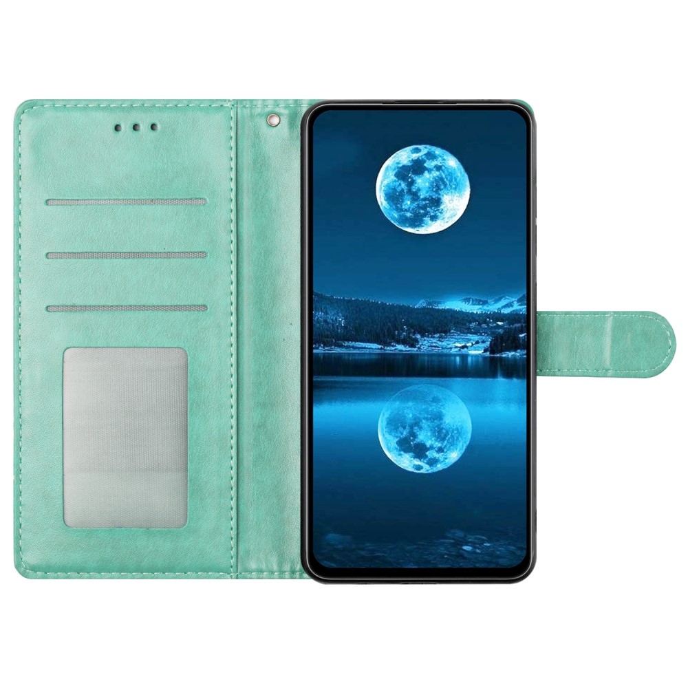 Vérrögök könyv tok a Xiaomi Redmi Note 14 5G-hez - teal színű