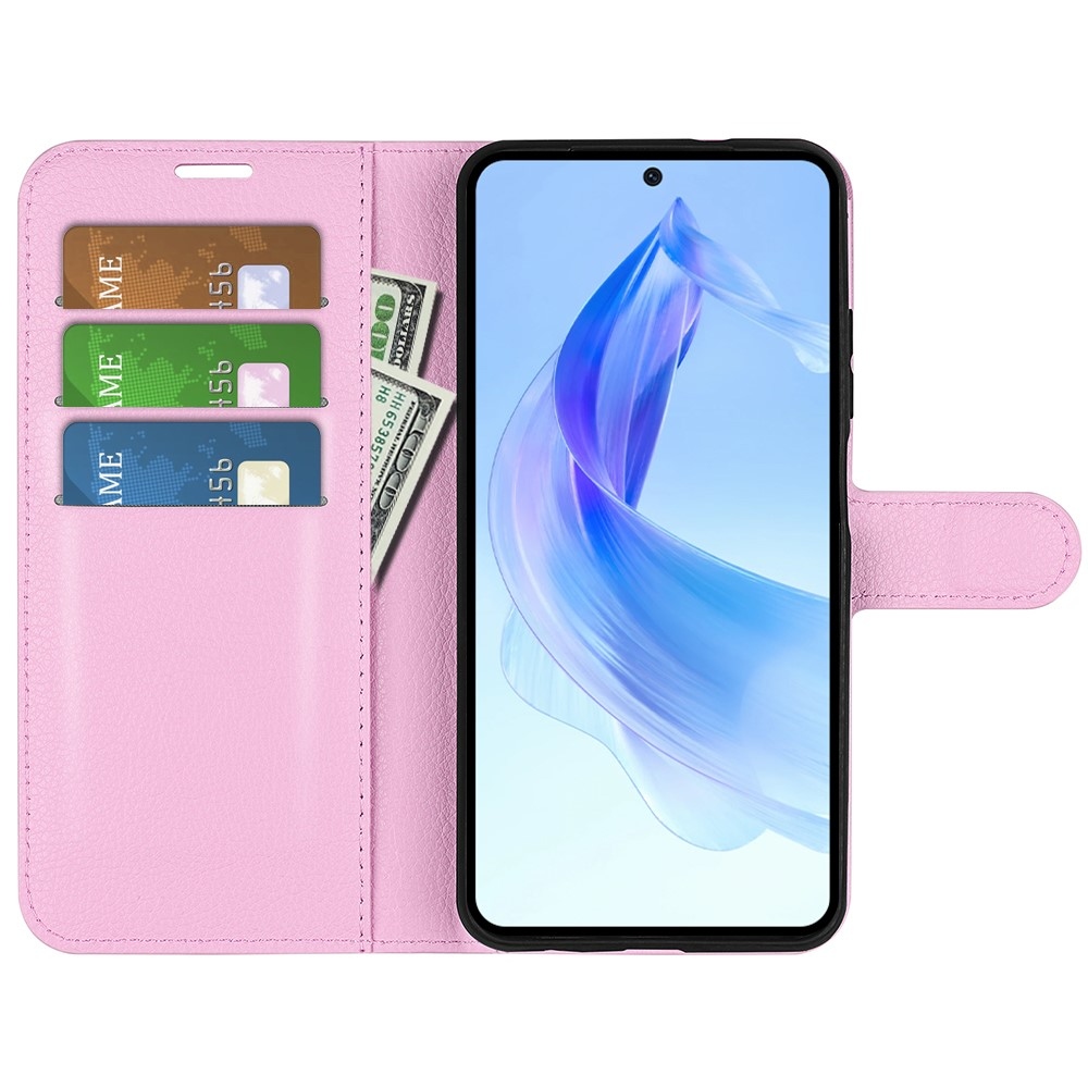 Litchi könyvtáska Honor 90 Lite-hoz - rózsaszín