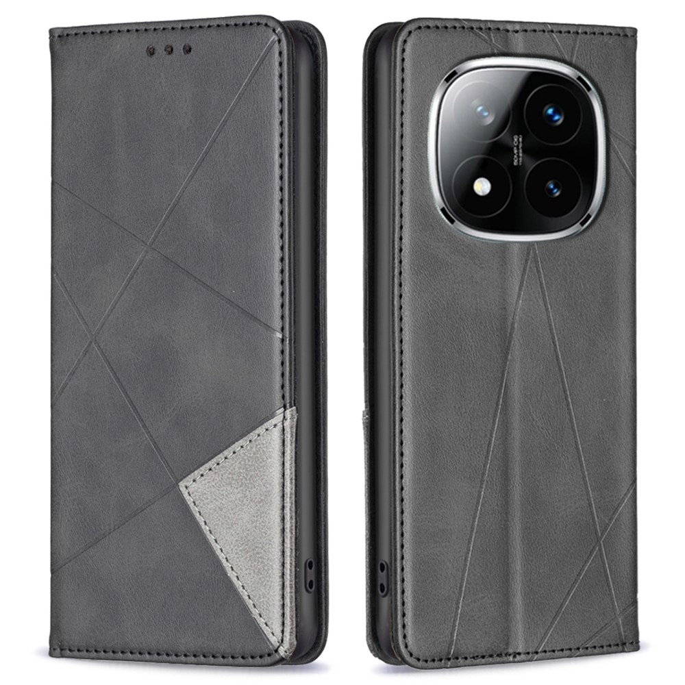 Háromszög alakú könyv tok Xiaomi Redmi Note 14 Pro-hoz - fekete