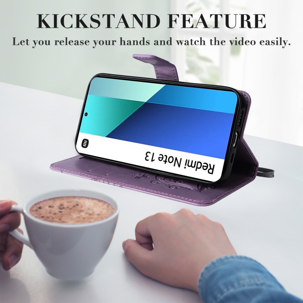 Nagy pillangó könyv tok Xiaomi Redmi Note 13-hoz - lila