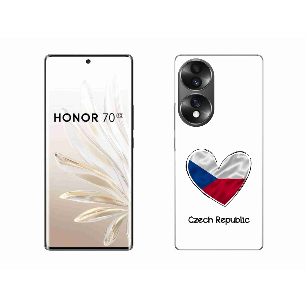 Zselés borító mmCase a Honor 70 készülékhez - szív zászló fehér háttérrel