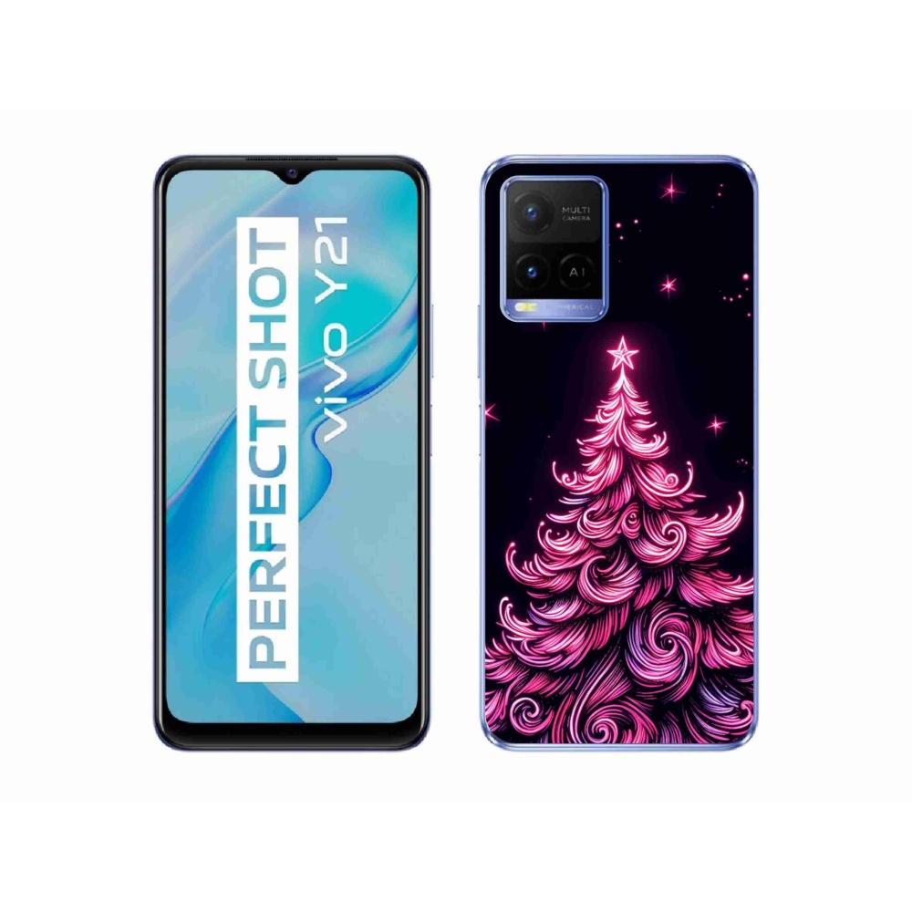 Gél borítás mmCase a Vivo Y21/Y21s/Y33s készülékhez - neon karácsonyfa 2
