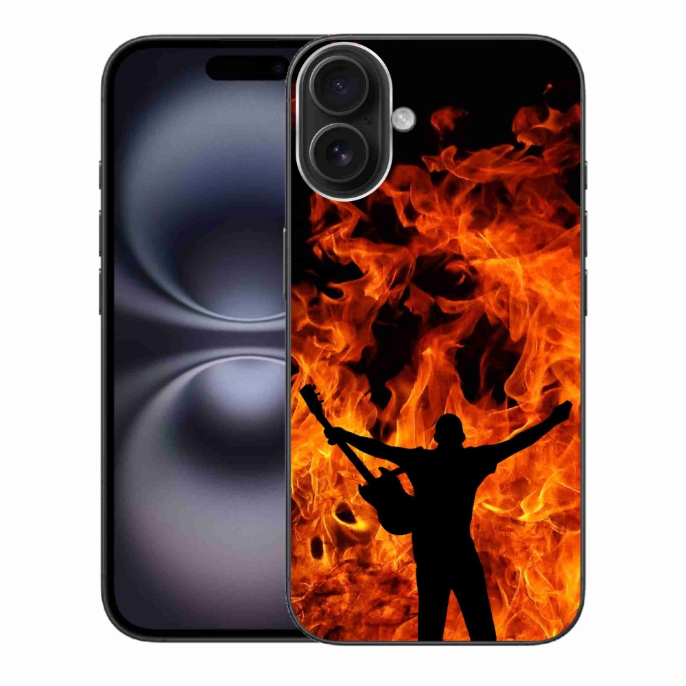 Gél borítás mmCase iPhone 16 Plus készülékhez - zenész és tűz