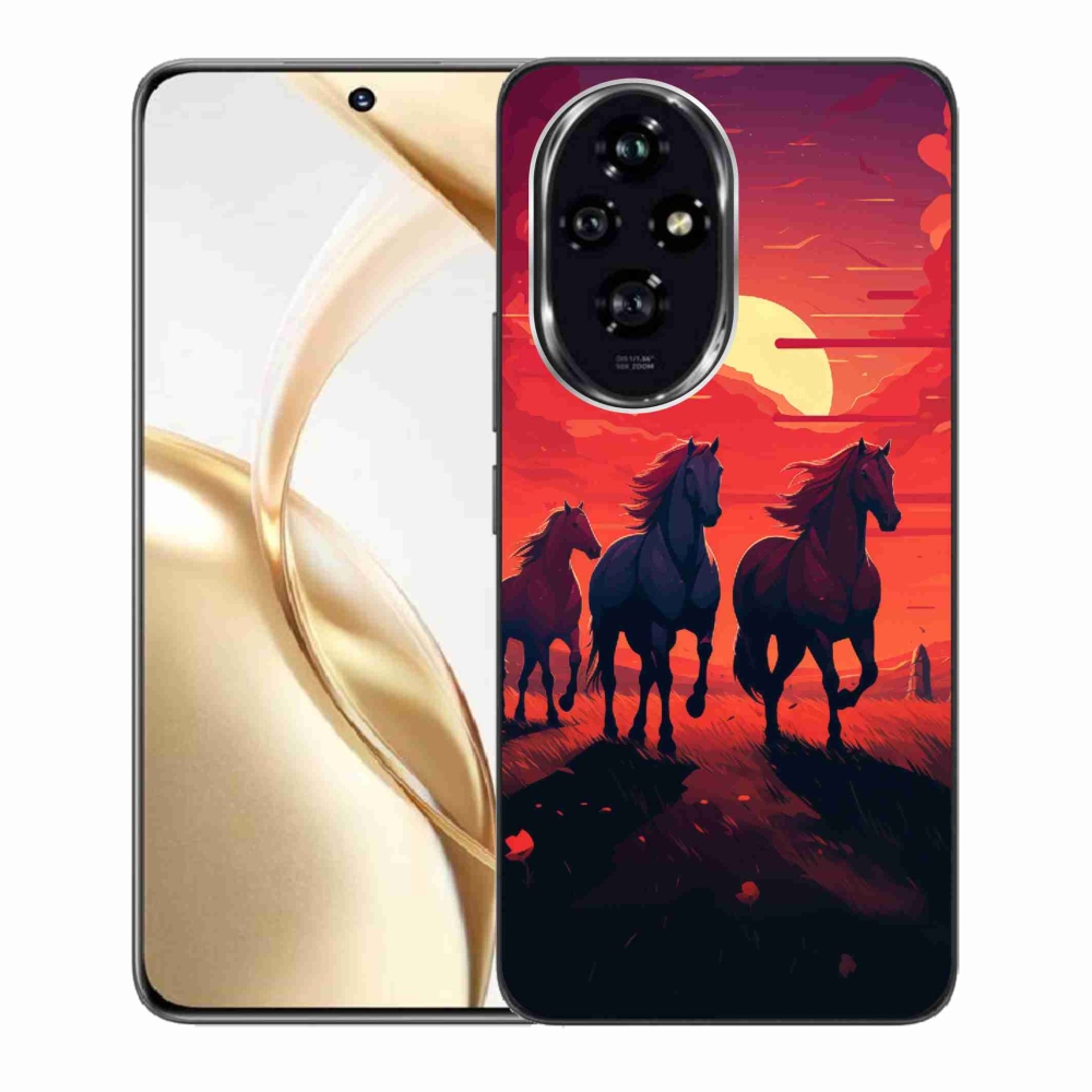 Zselés borítás mmCase a Honor 200 5G számára - lovak és naplemente