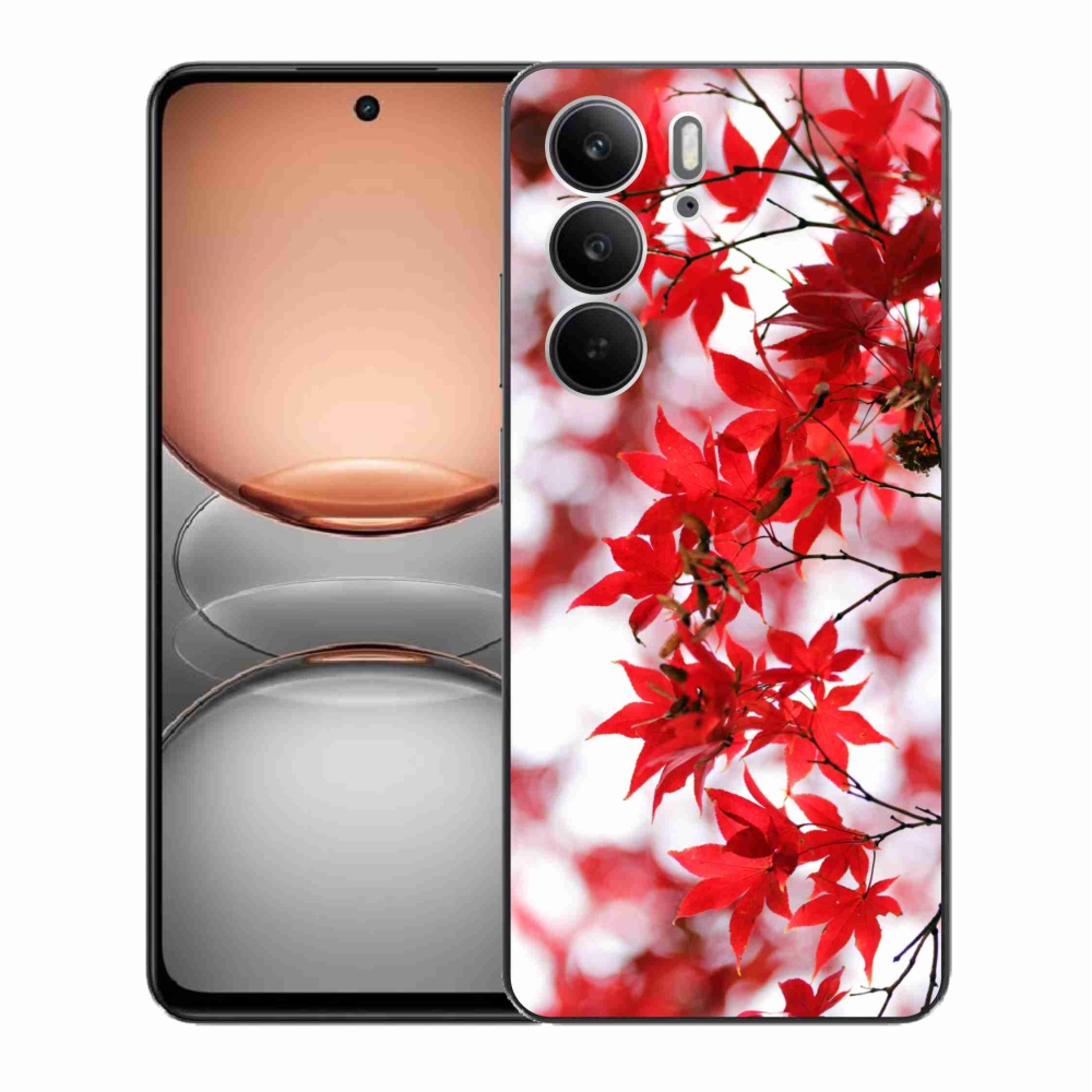 Zselés tok mmCase a Realme C75 készülékhez - piros levelek