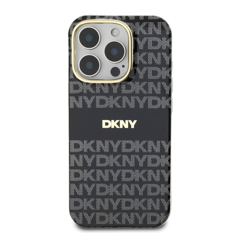 DKNY PC/TPU ismétlődő mintás tonális csíkos Magsafe hátlap iPhone 16 Pro Max-hoz Fekete