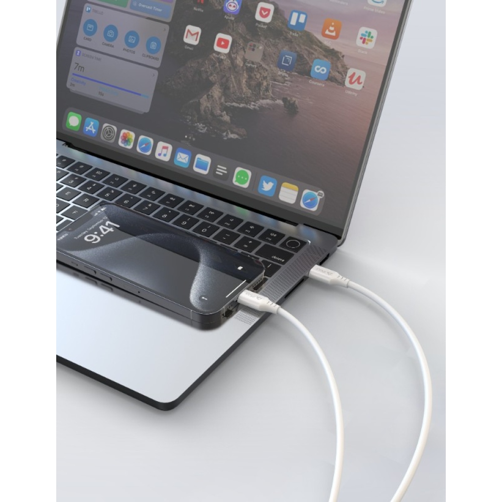 iPEAX TPU kábel USB-C / USB-C 1,5 m, USB 2.0 - fehér
