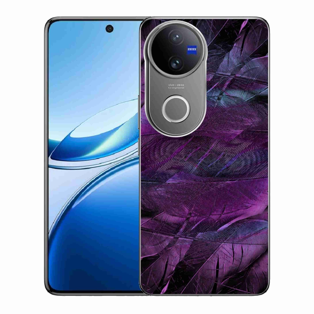 Zselés borítás mmCase Vivo V50 5G - lila tollakhoz