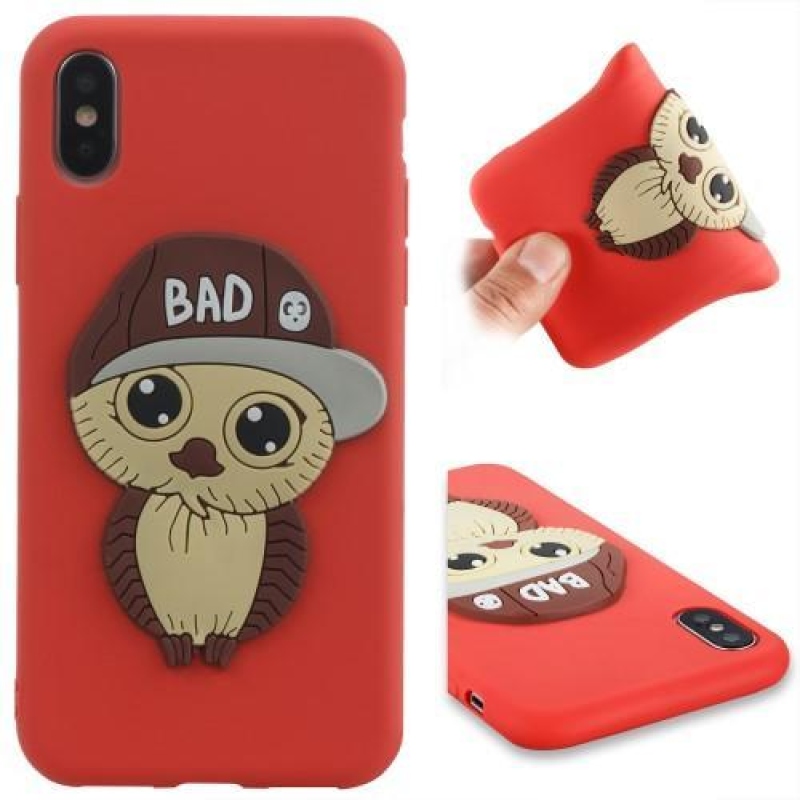 3D fiú szilikon tok iPhone X készülékhez - piros