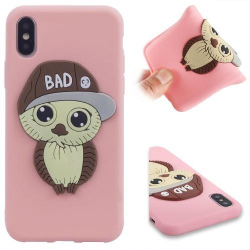 3D fiú szilikon tok iPhone X készülékhez - rózsaszín