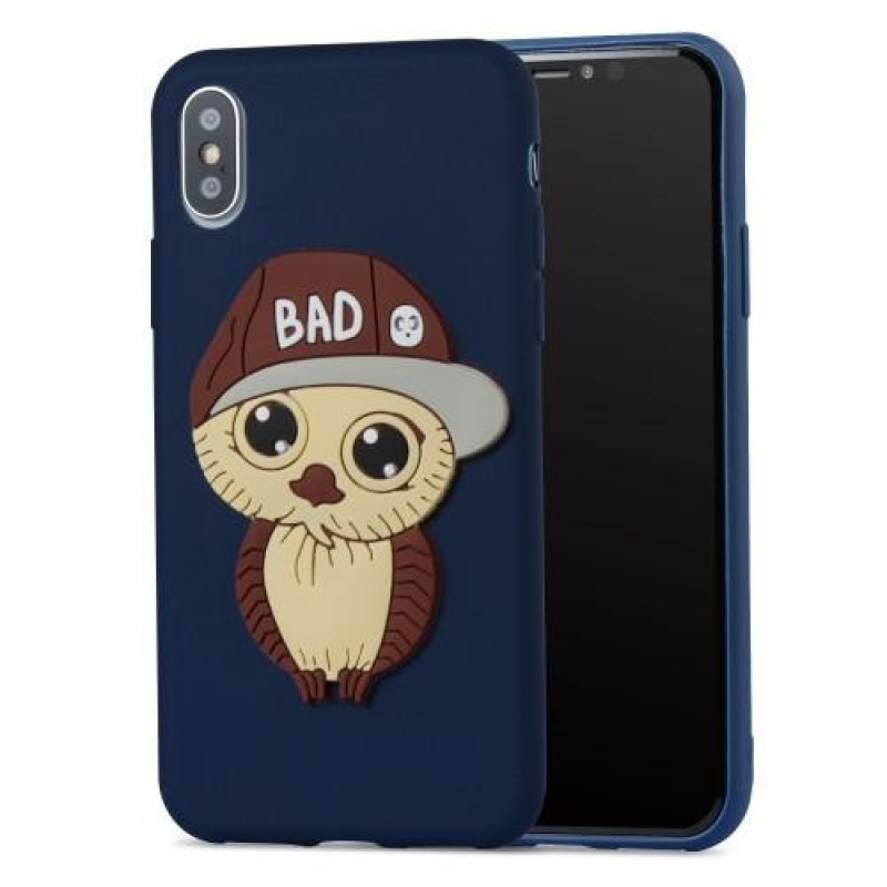 3D fiú szilikon tok iPhone X készülékhez - sötétkék