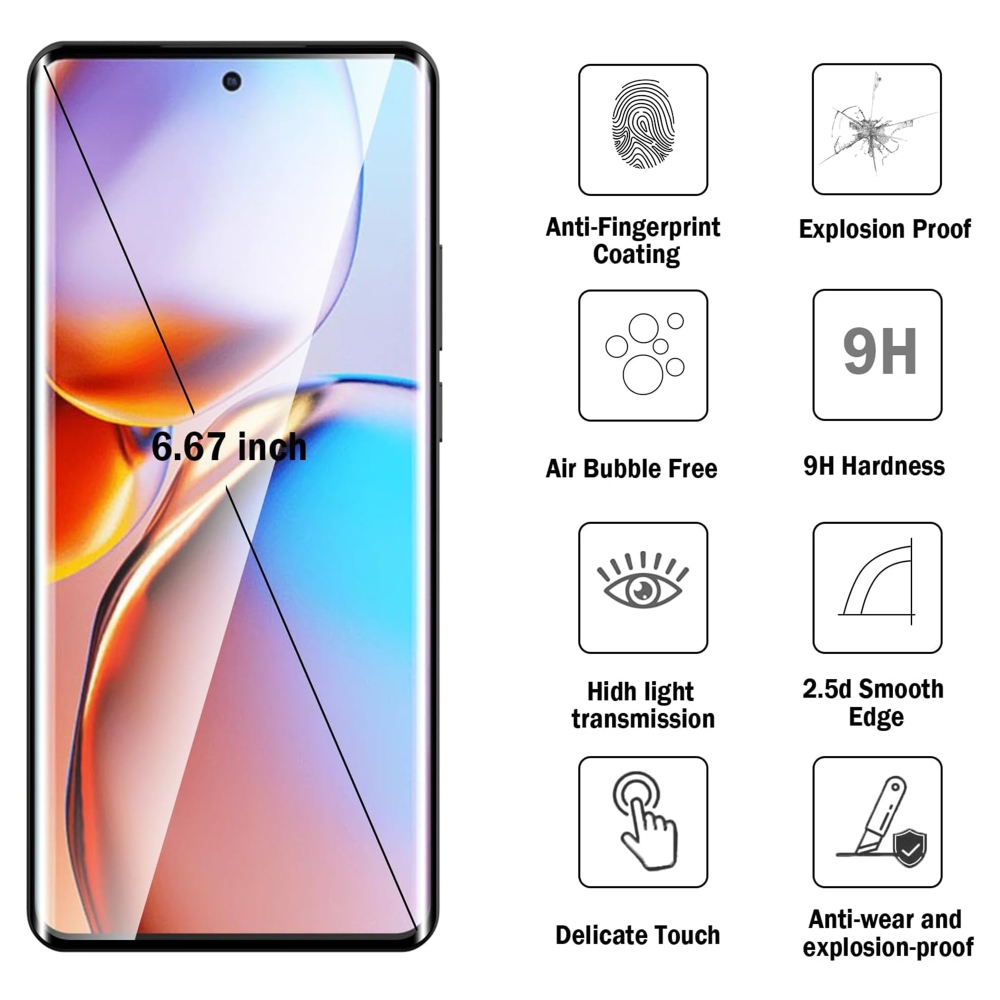 3D teljes képernyős edzett üveg (csak a széleken ragasztva) a Motorola Edge 70 Fusion 5G készüléken