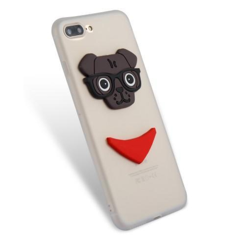 3D kutya szilikon tok iPhone 8 Plus és iPhone 7 Plus készülékhez - fehér