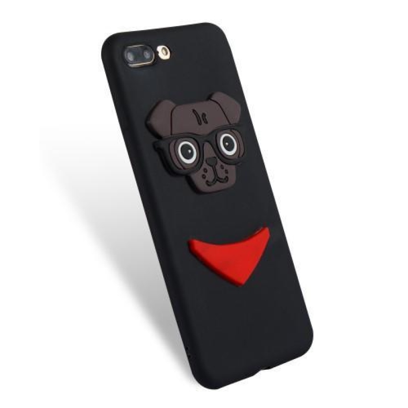 3D kutya szilikon tok iPhone 8 Plus és iPhone 7 Plus készülékhez - fekete