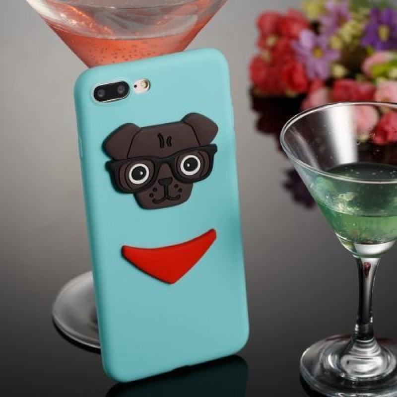 3D kutya szilikon tok iPhone 8 Plus és iPhone 7 Plus készülékhez - kék