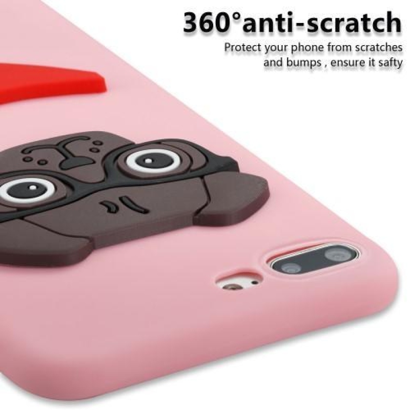 3D kutyás szilikon tok iPhone 8 Plus és iPhone 7 Plus készülékhez - rózsaszín