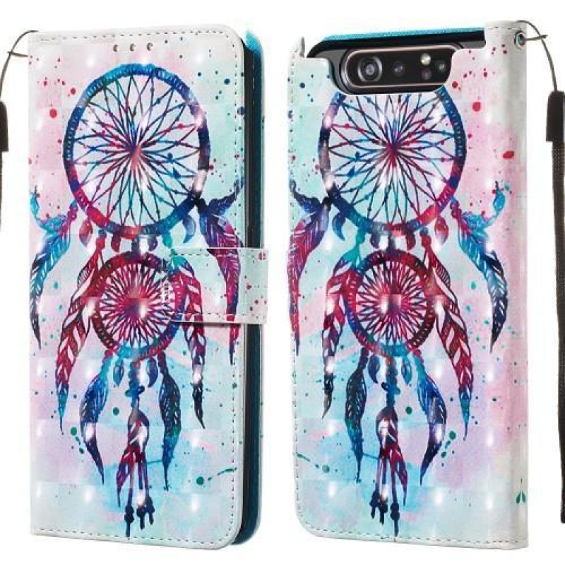3D festés PU bőr tok Samsung Galaxy A80-hoz - festett álomfogó