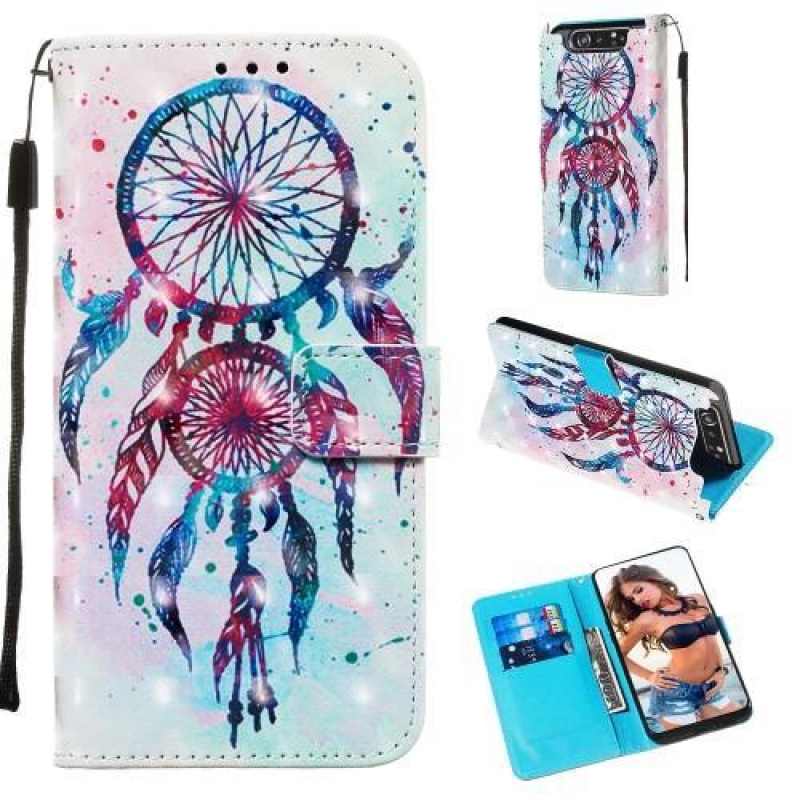 3D festés PU bőr tok Samsung Galaxy A80-hoz - festett álomfogó