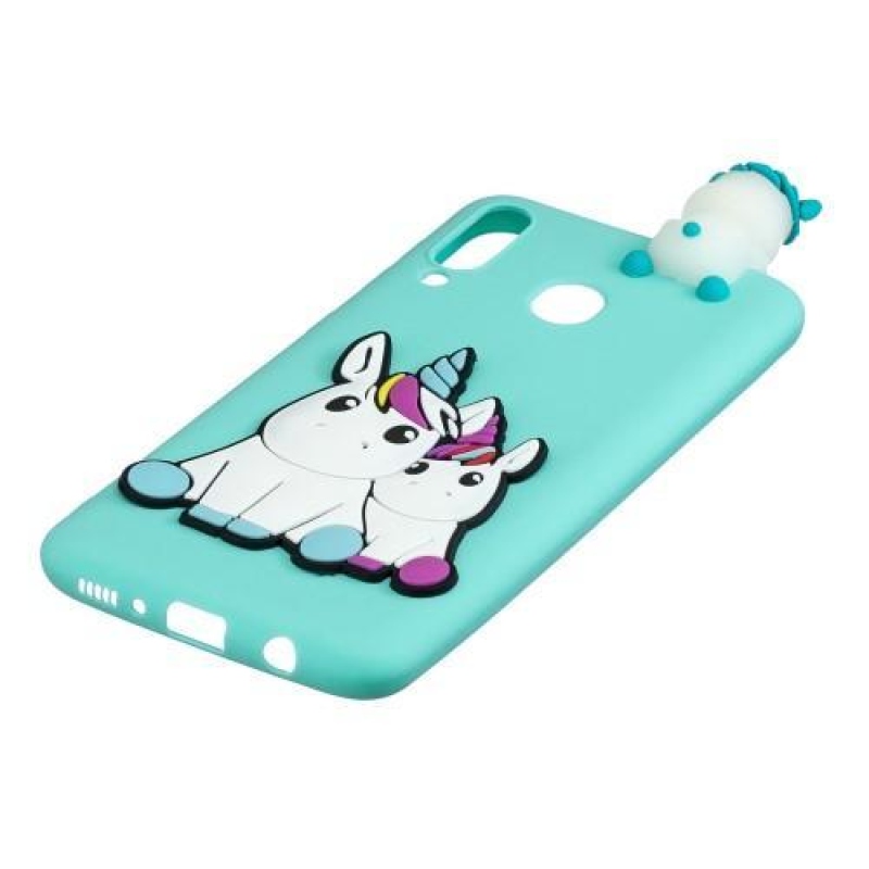 3D mintás zselés tok Samsung Galaxy M20 készülékhez - két egyszarvú