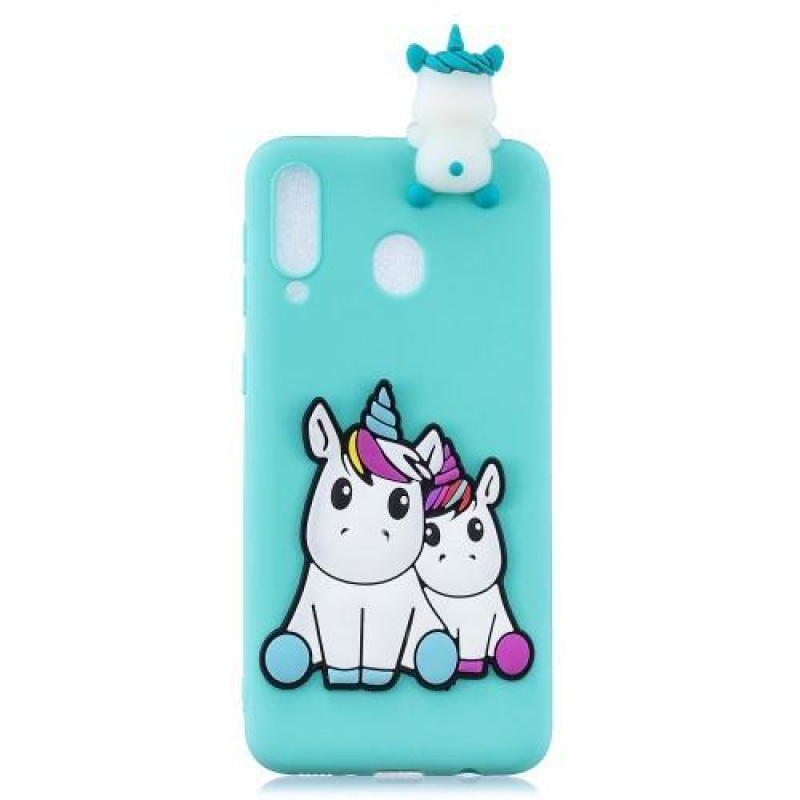 3D mintás zselés tok Samsung Galaxy M20 készülékhez - két egyszarvú