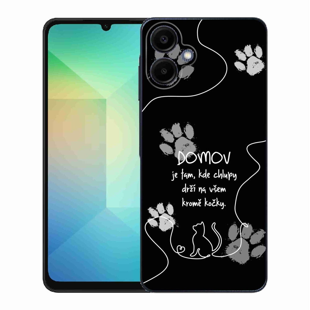 Gél borító mmCase Samsung Galaxy A06 4G - macska motívum fekete háttérrel