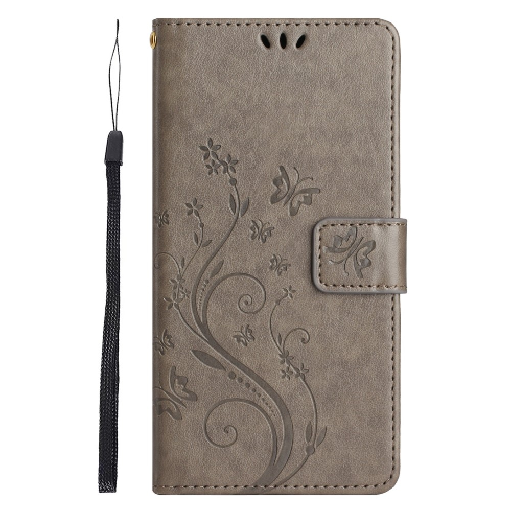 Virágok könyv tok Xiaomi Redmi 14C/Poco C75-hez - szürke