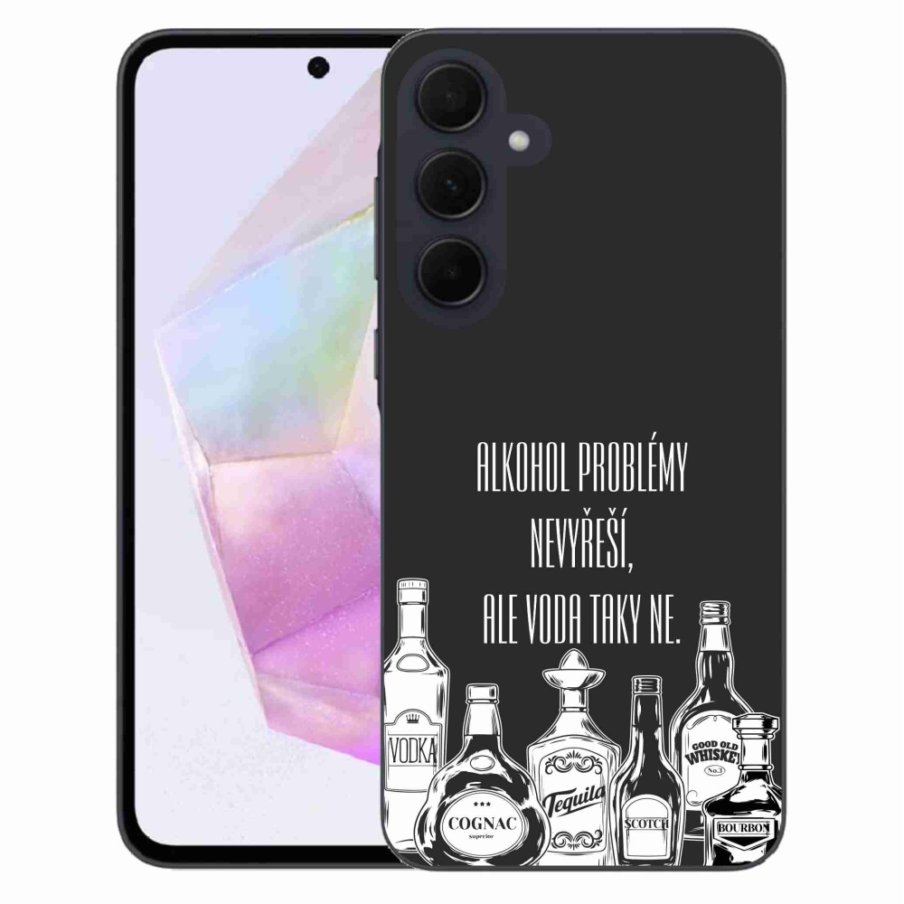 Gél borító mmCase Samsung Galaxy A35 5G - vicces szöveg fekete háttérrel