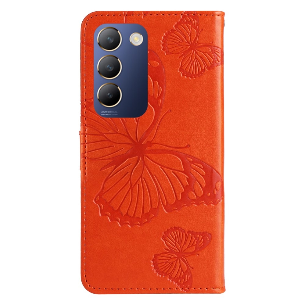 Nagy pillangó könyv tok Vivo V40 SE 4G/5G - narancssárga