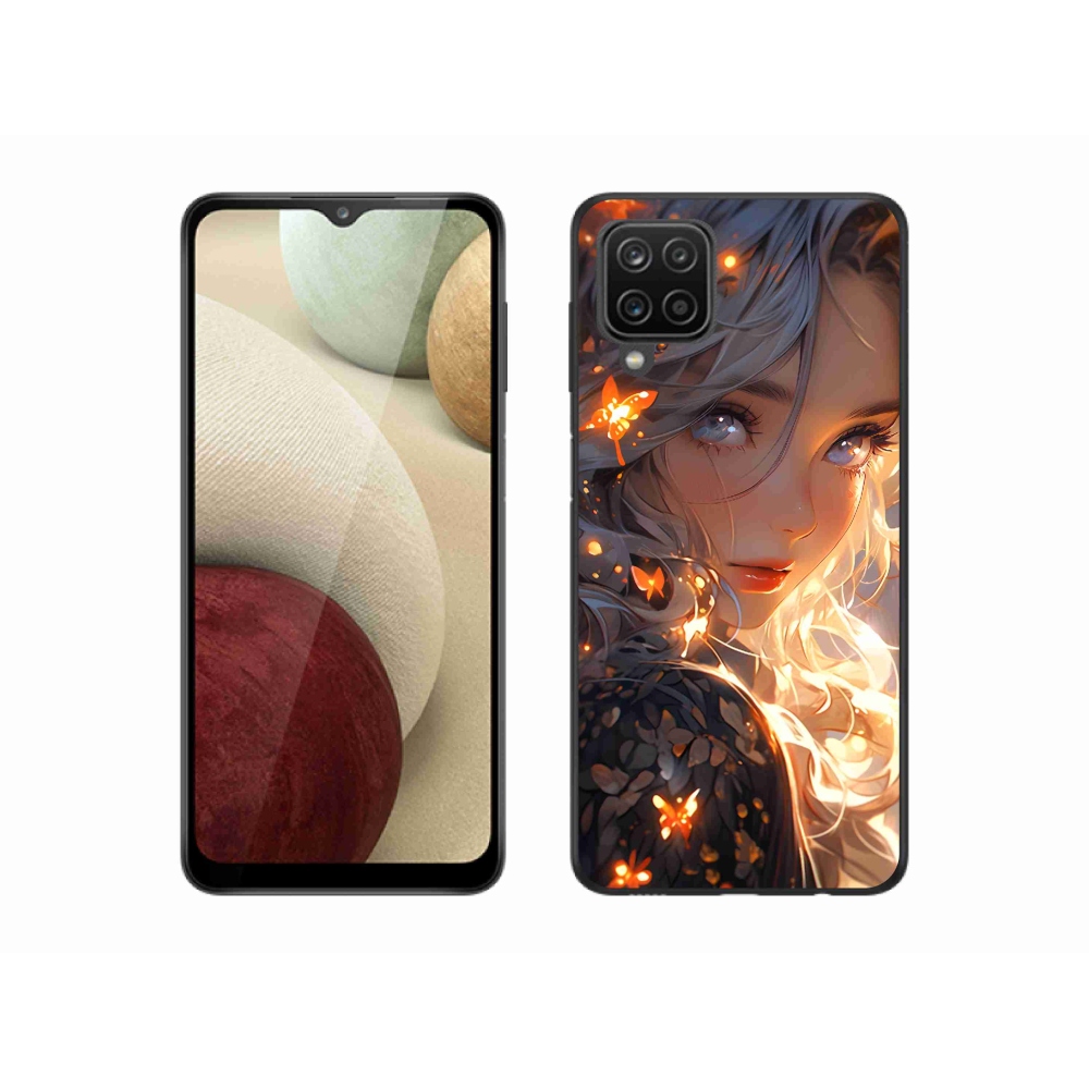 Gél borítás mmCase Samsung Galaxy A12 készülékhez - lány és pillangók