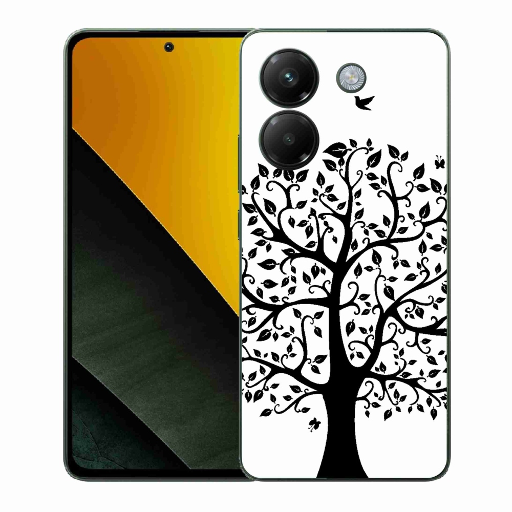 Gél borítás mmCase a Xiaomi Poco M7 Pro 5G számára - fekete és fehér fa