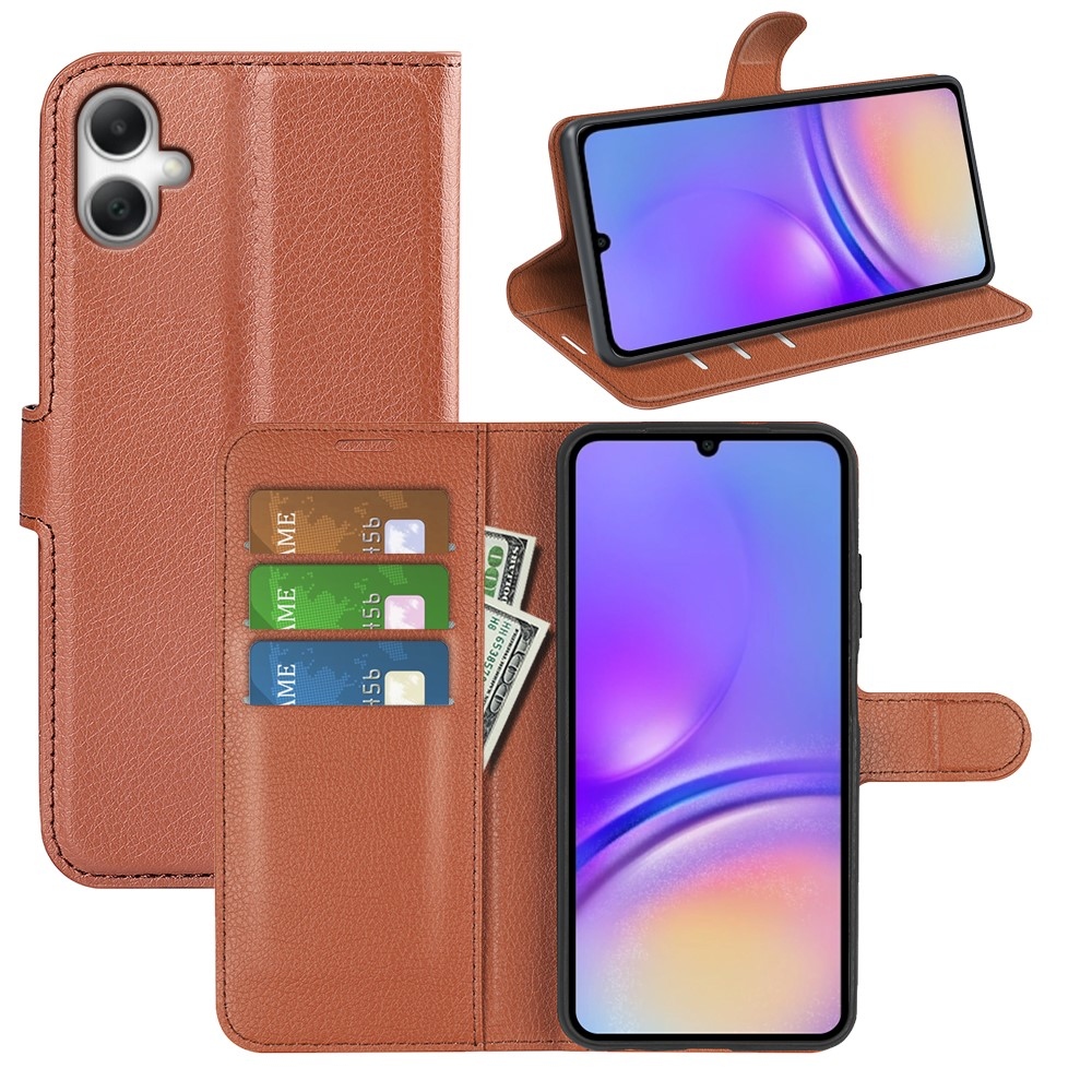 Litchi könyv tok Samsung Galaxy A07 4G-hez - barna