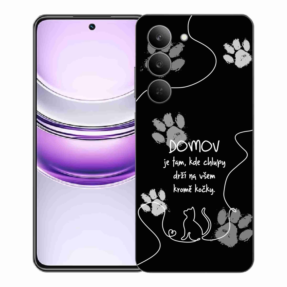 Gél borító mmCase a Realme 14x 5G készülékhez - macska motívum fekete háttérrel