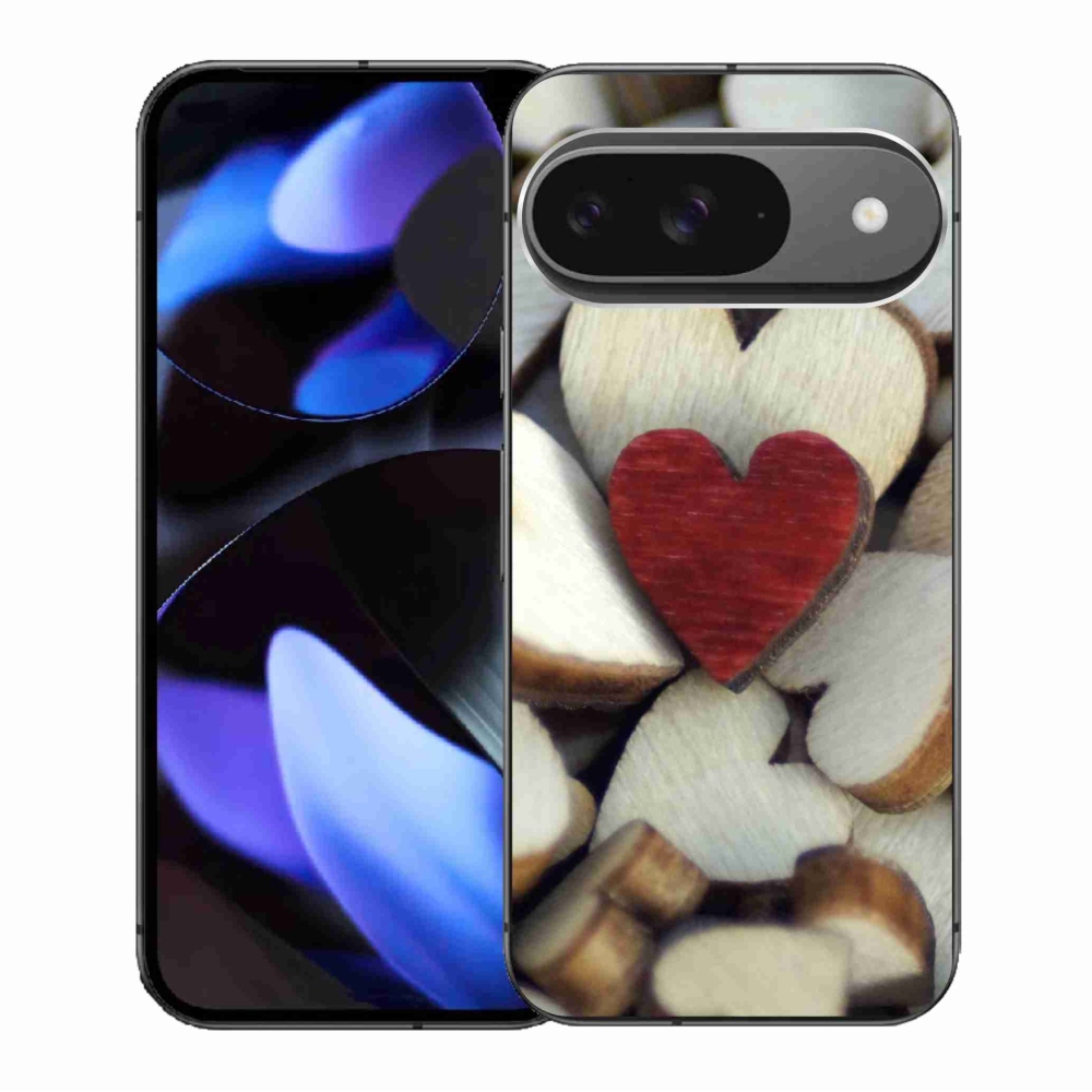 Gél borítás mmCase a Google Pixel 9/9 Pro készülékhez - gravírozott piros szív