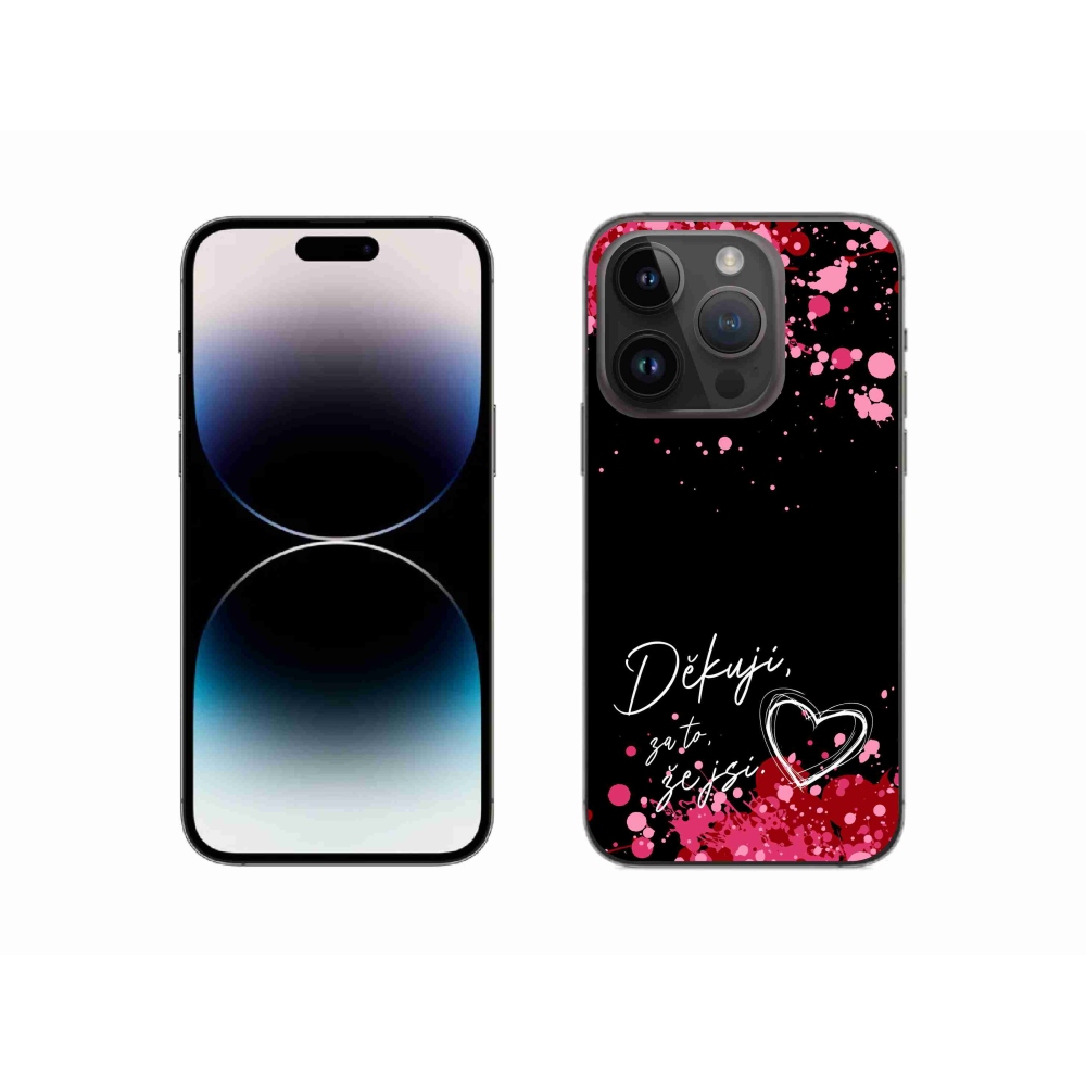 Gél borítás mmCase iPhone 14 Pro 6.1 készülékhez - szerelmes szöveg 2 fekete háttér