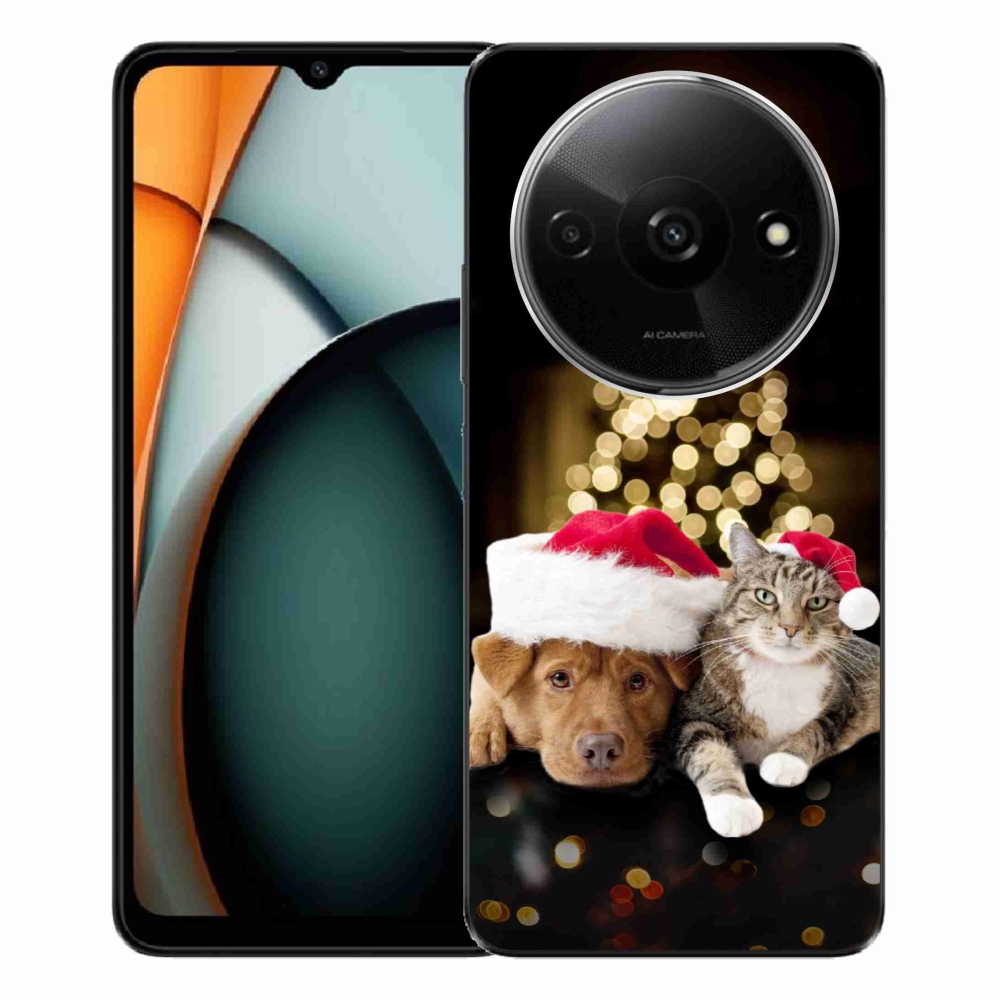 Gél borítás mmCase a Xiaomi Redmi A3-hoz - Karácsonyi kutya és macska