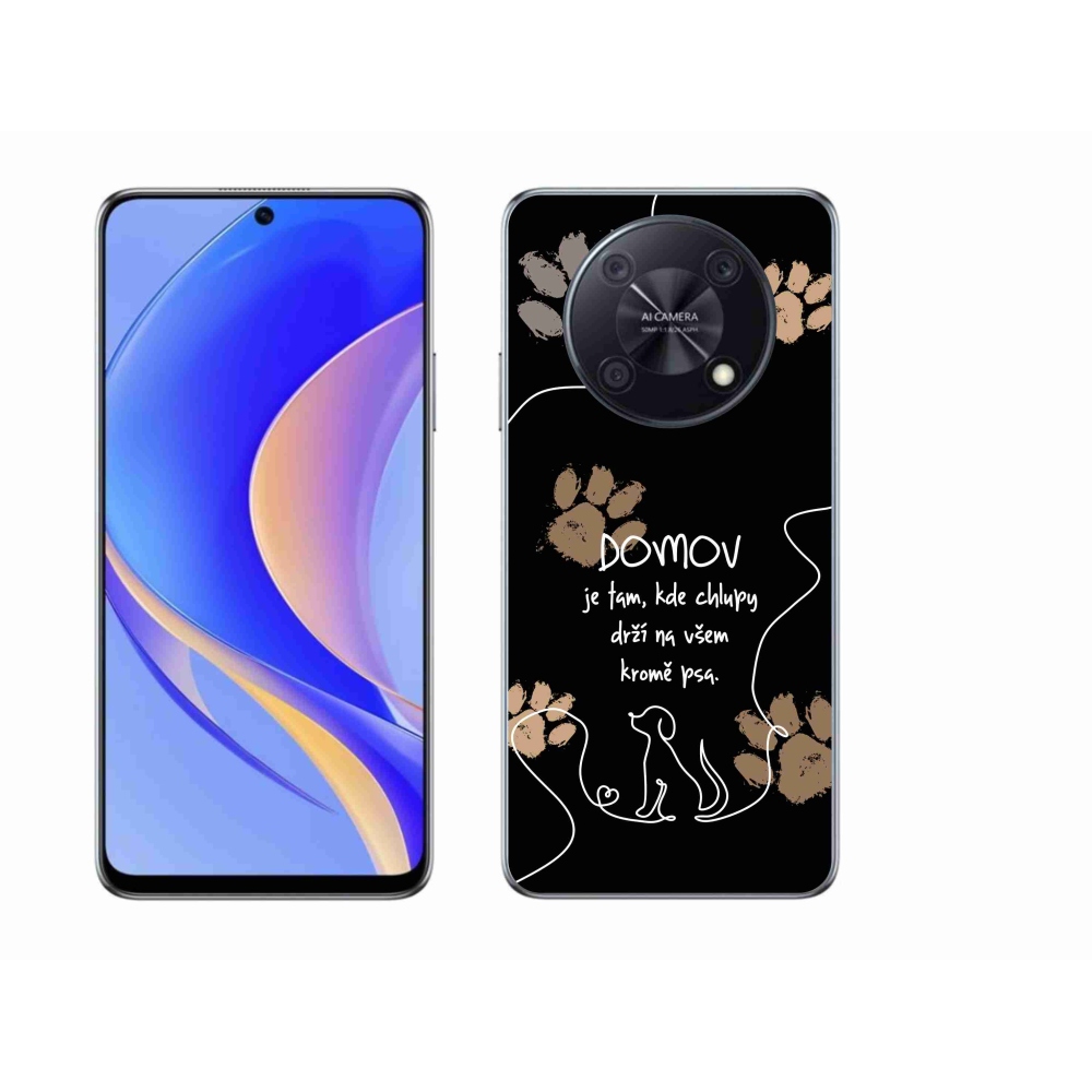 Gél borító mmCase a Huawei Nova Y90 készülékhez - kutya motívum fekete háttérrel