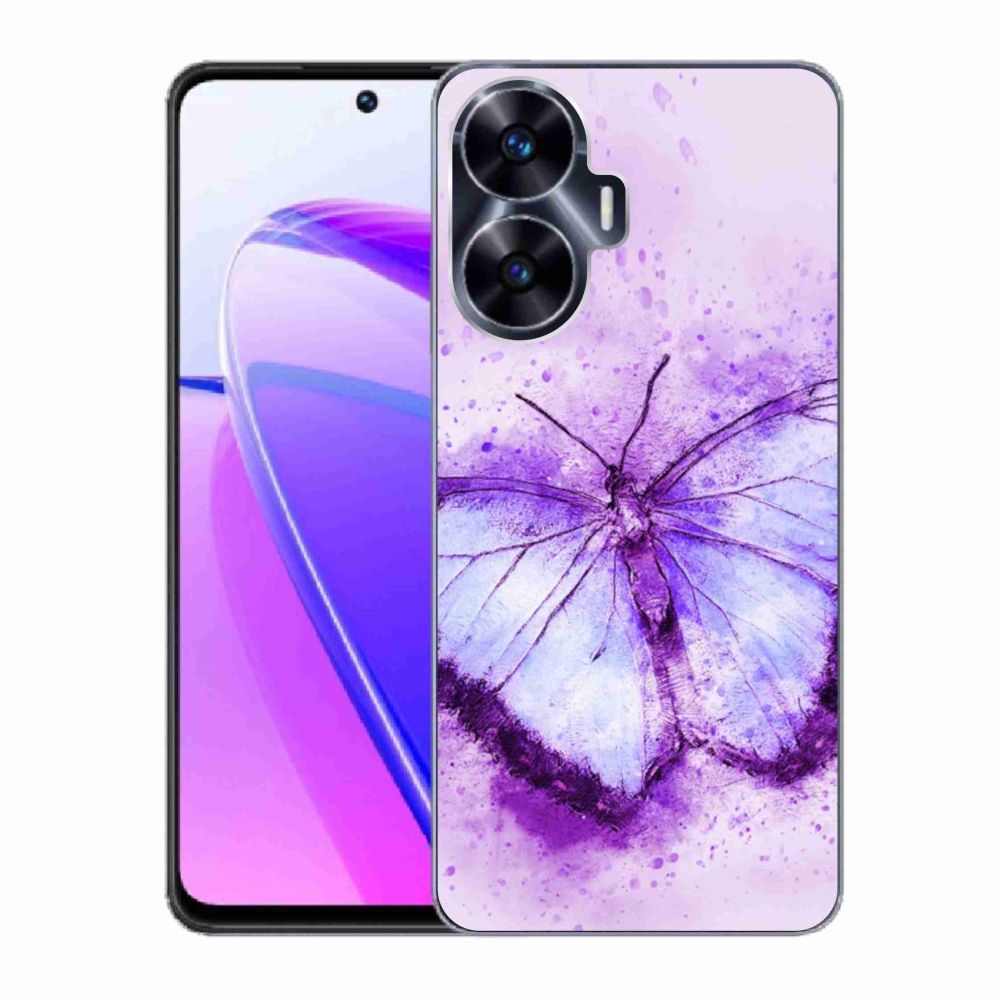 Gél borító mmCase a Realme C55 készülékhez - lila pillangó