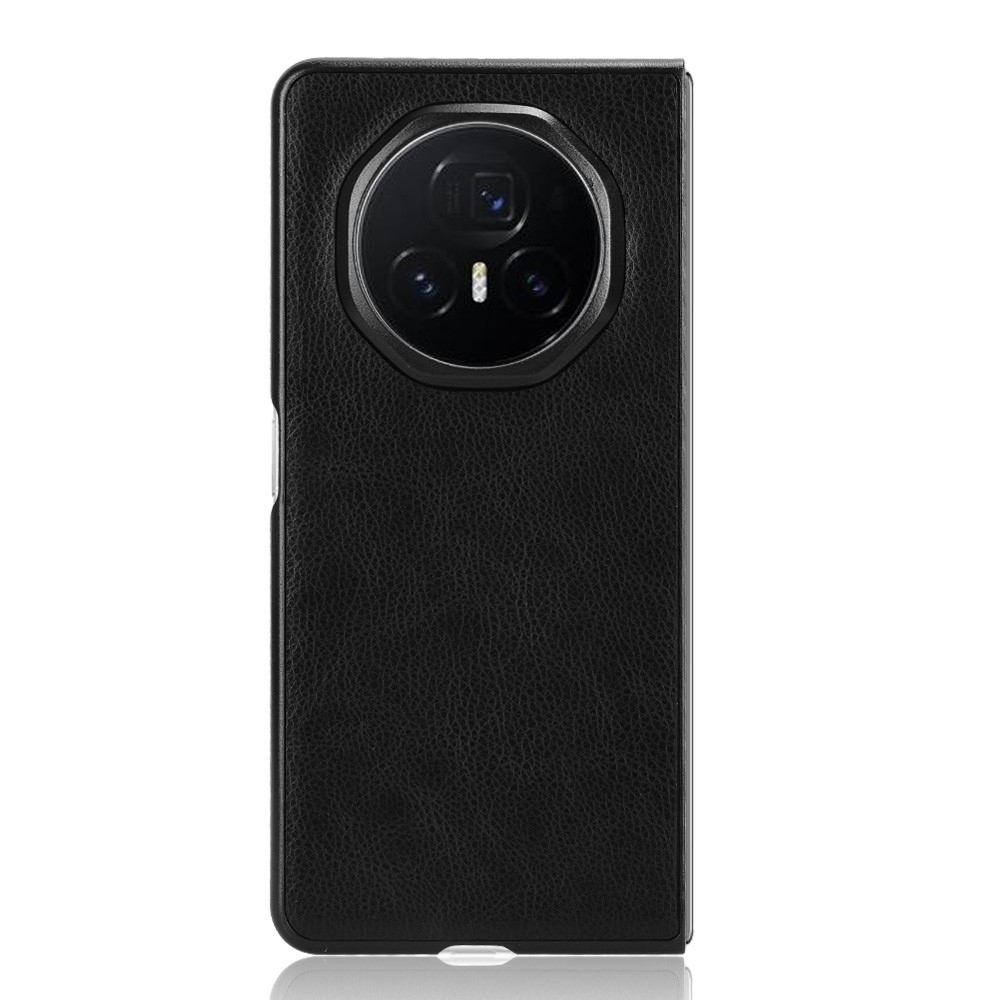 Textúrás műanyag tok műbőrrel a Honor Magic V3-hoz - fekete