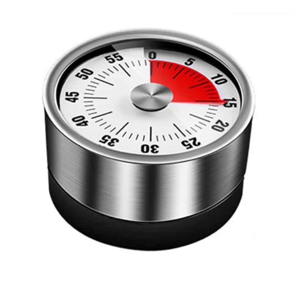 Mechanikus konyhai időzítő rozsdamentes acélból - fehér