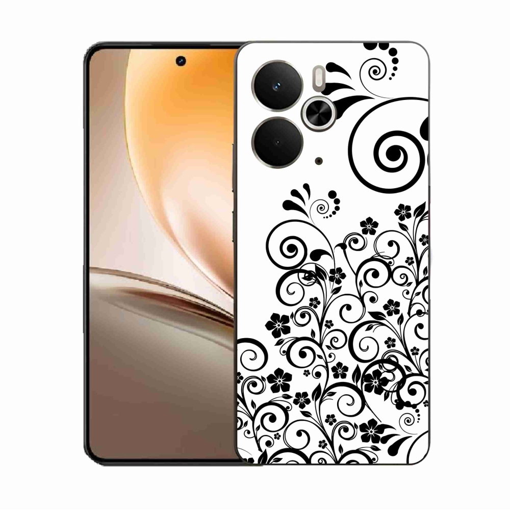 Gél borító mmCase a Realme 14 5G/14T 5G készülékhez - fekete és fehér virágmintás