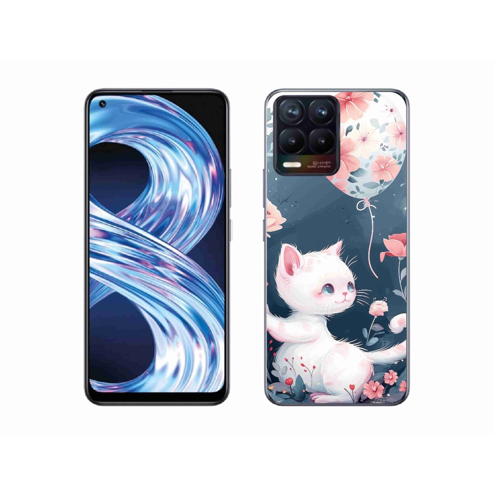 Gél borítás mmCase a Realme 8 4G-hez - cica lufival