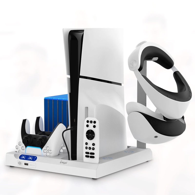 iPega P5S028 All-in-one töltőállvány hűtéssel PS5/PS5 Slim fekete színű PS5/PS5-hez