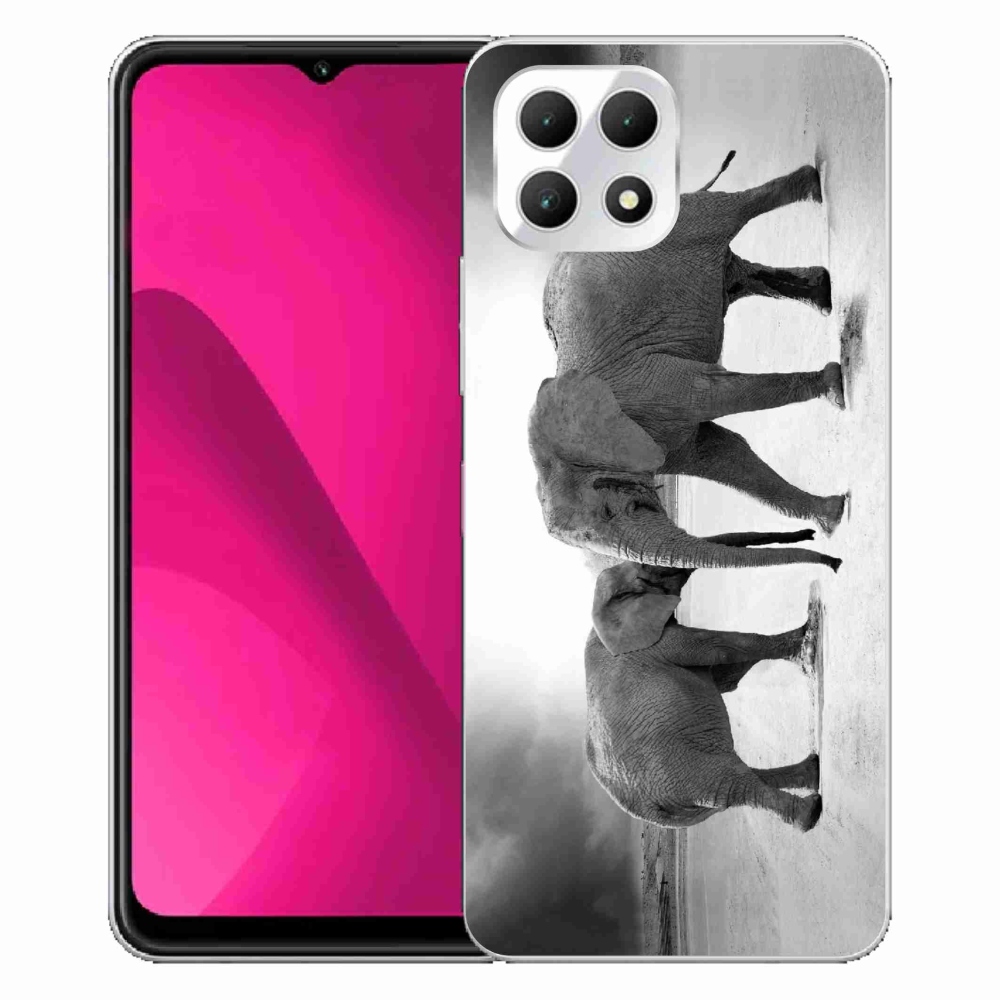 Zselés borítás mmCase a T-Mobile T Phone 2 készülékhez - fekete-fehér elefántok