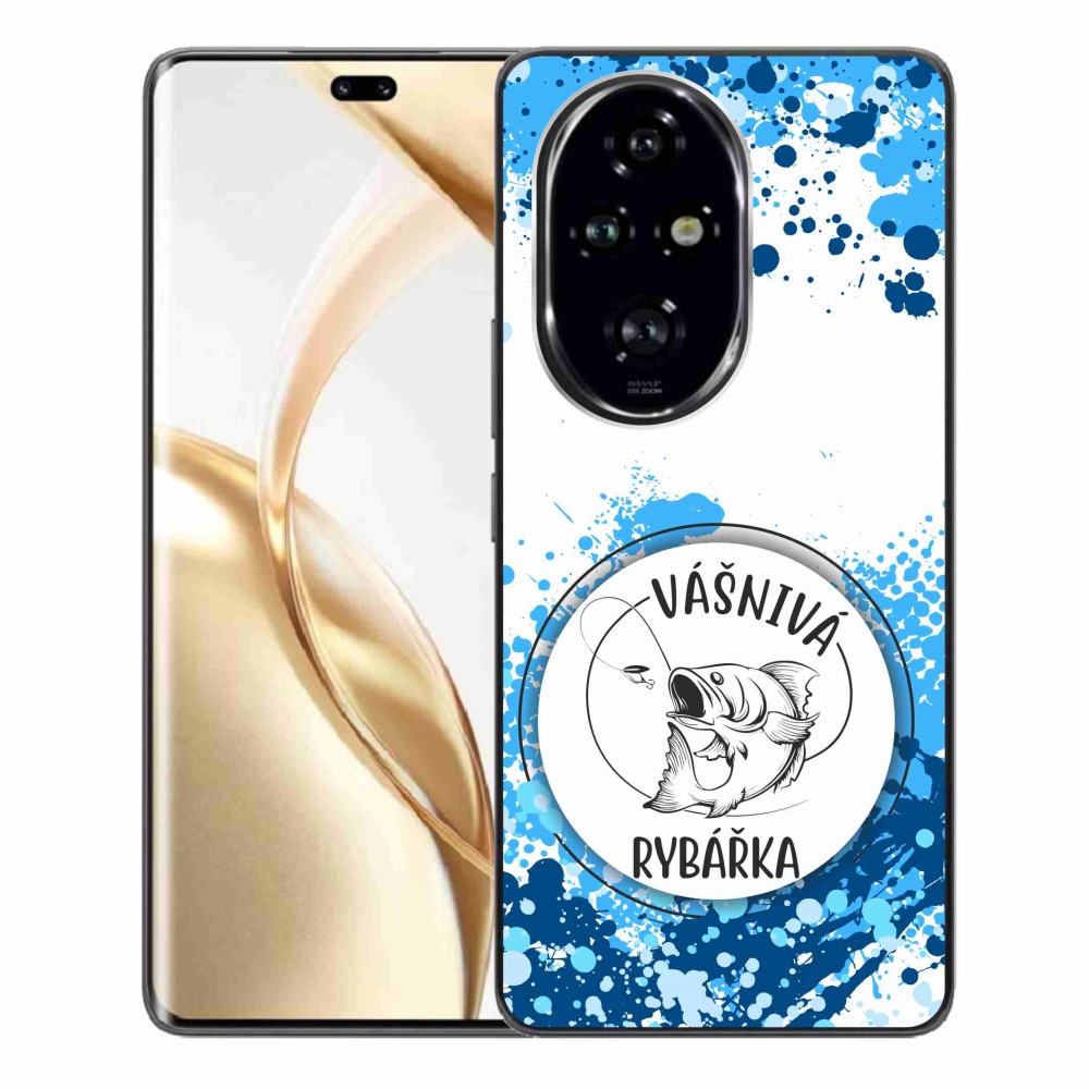 Gél borító mmCase a Honor 200 Pro 5G számára - szenvedélyes halásznő fehér háttérrel