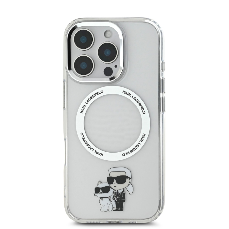 Karl Lagerfeld IML Karl és Choupette MagSafe MagSafe hátlap iPhone 16 Pro-hoz Átlátszó