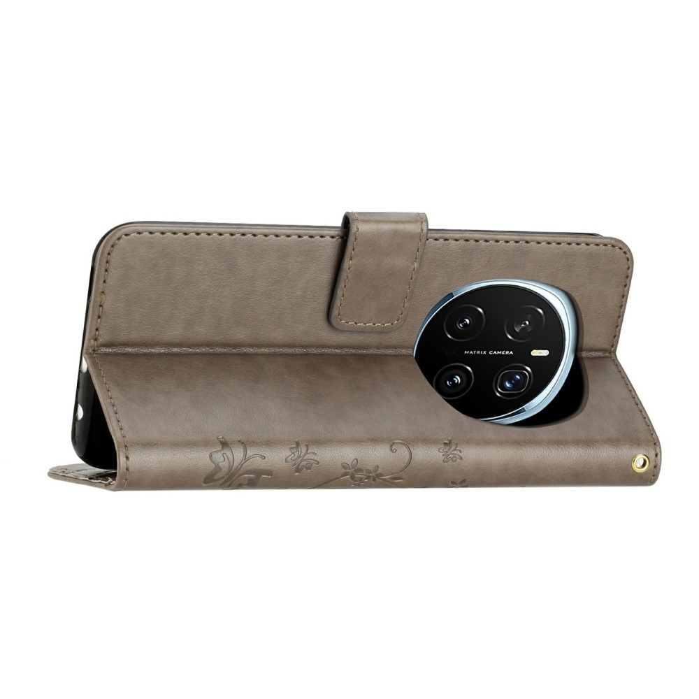 Virágok könyvtáska Honor Magic 7 Pro 5G-hez - szürke