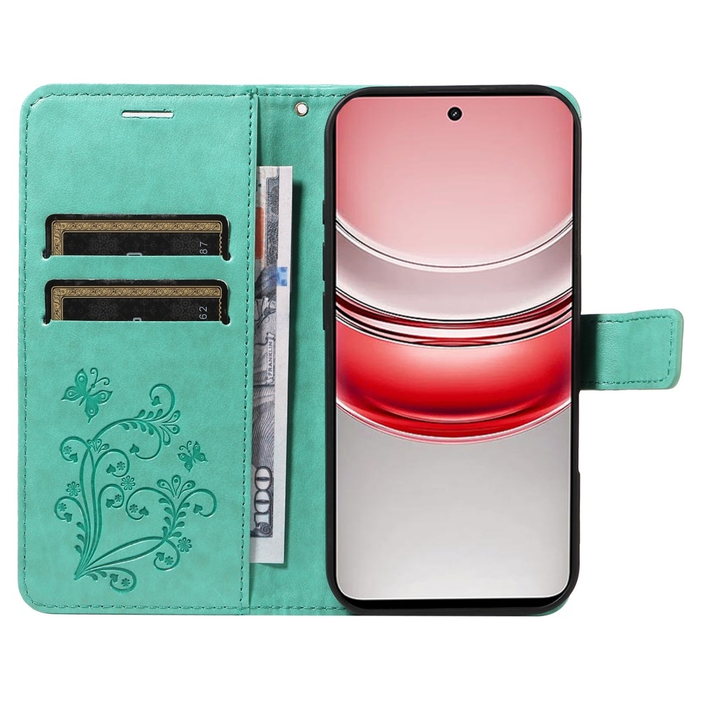 Nagy pillangó könyvtáska a Realme C75 készülékhez - teal színű