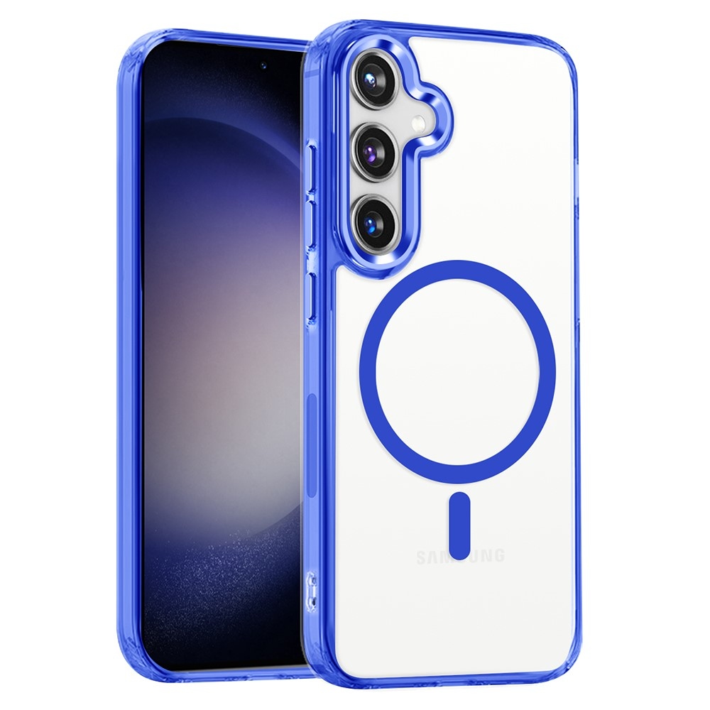 Átlátszó zselés tok kemény hátlappal és MagSafe funkcióval Samsung Galaxy S24 készülékre - sötétkék