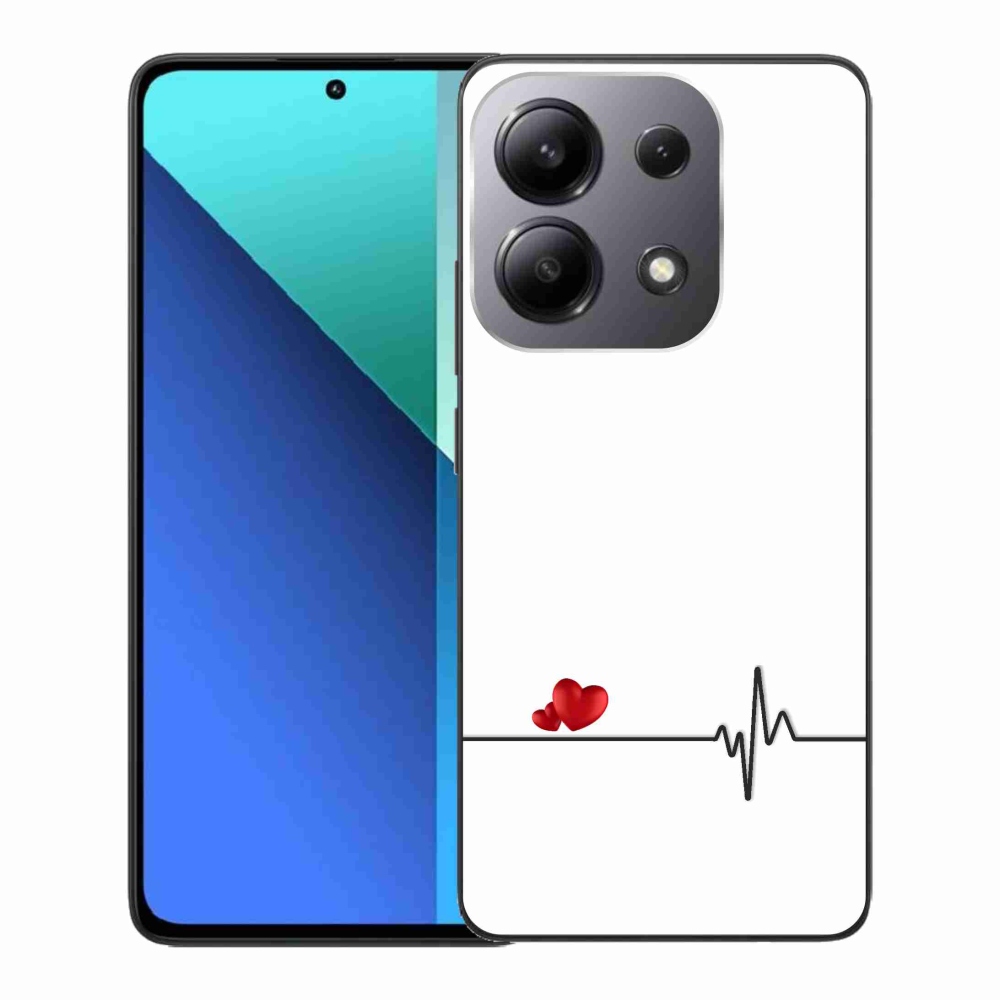 Gél borítás mmCase a Xiaomi Redmi Note 13-hoz - szív és szívverés fehér háttérrel