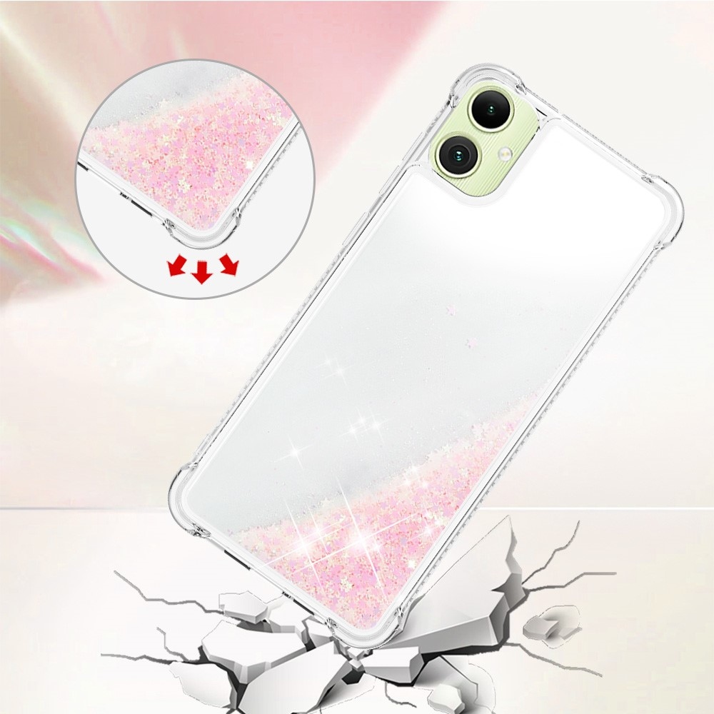 Glitter homokóra zselés tok Samsung Galaxy A06 4G - rózsaszín / csillagok